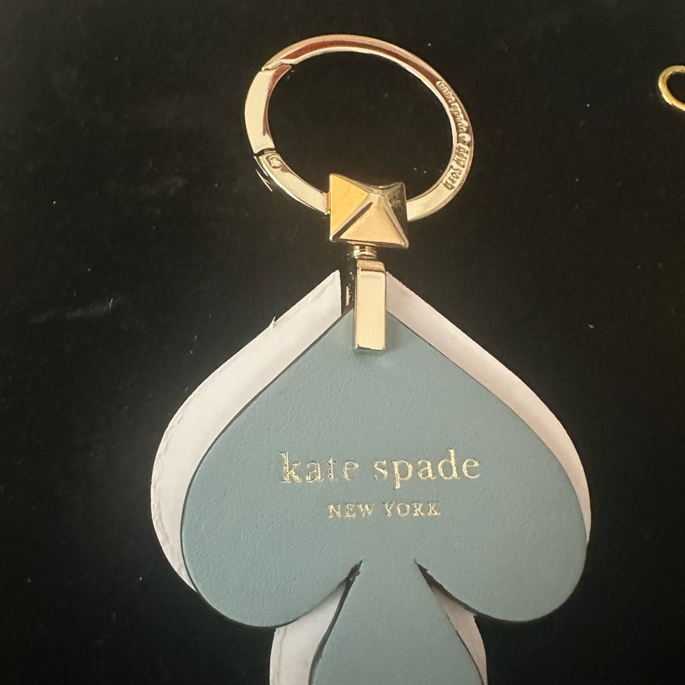 Kate Spade Heart Keychain & Bag Charm New W/ Gold, Burgundy & Blue Charms - Picture 4 of 13
